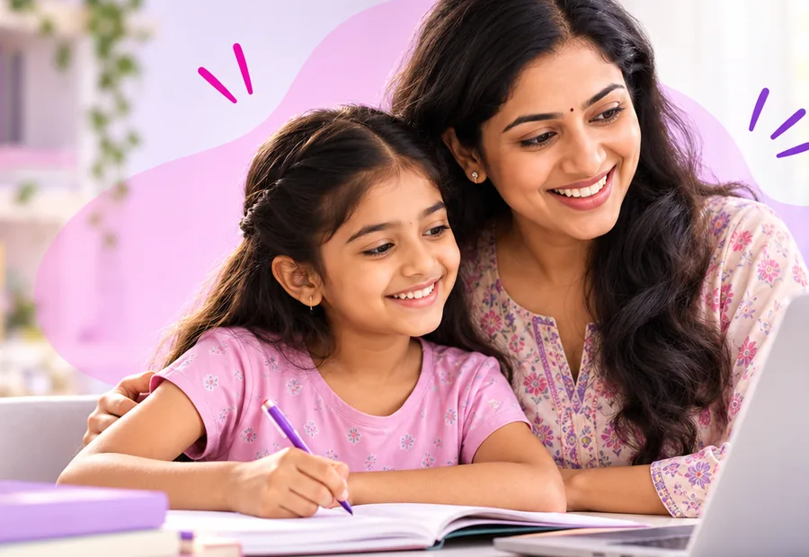 Parent supporting a learner during study time