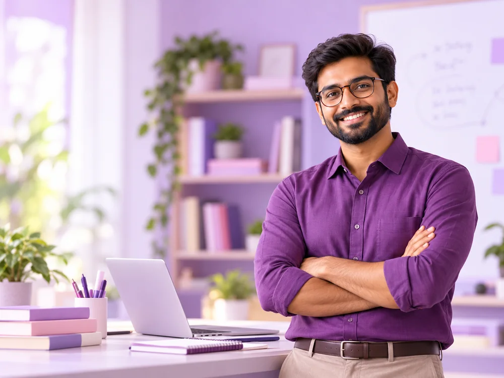 Independent Teacher working at a desk