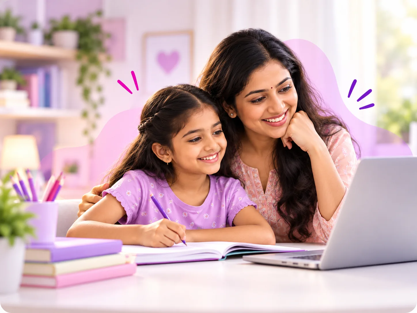 Parent and learner studying together