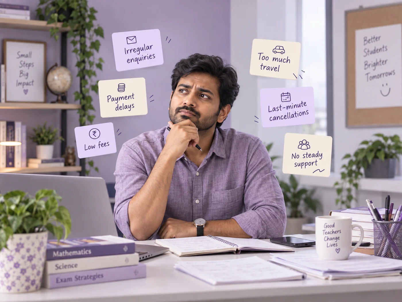 Teacher considering the challenges of finding suitable tuition